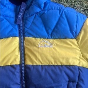 L.L. Bean Kids Puffer Jacket in Blue and Yellow